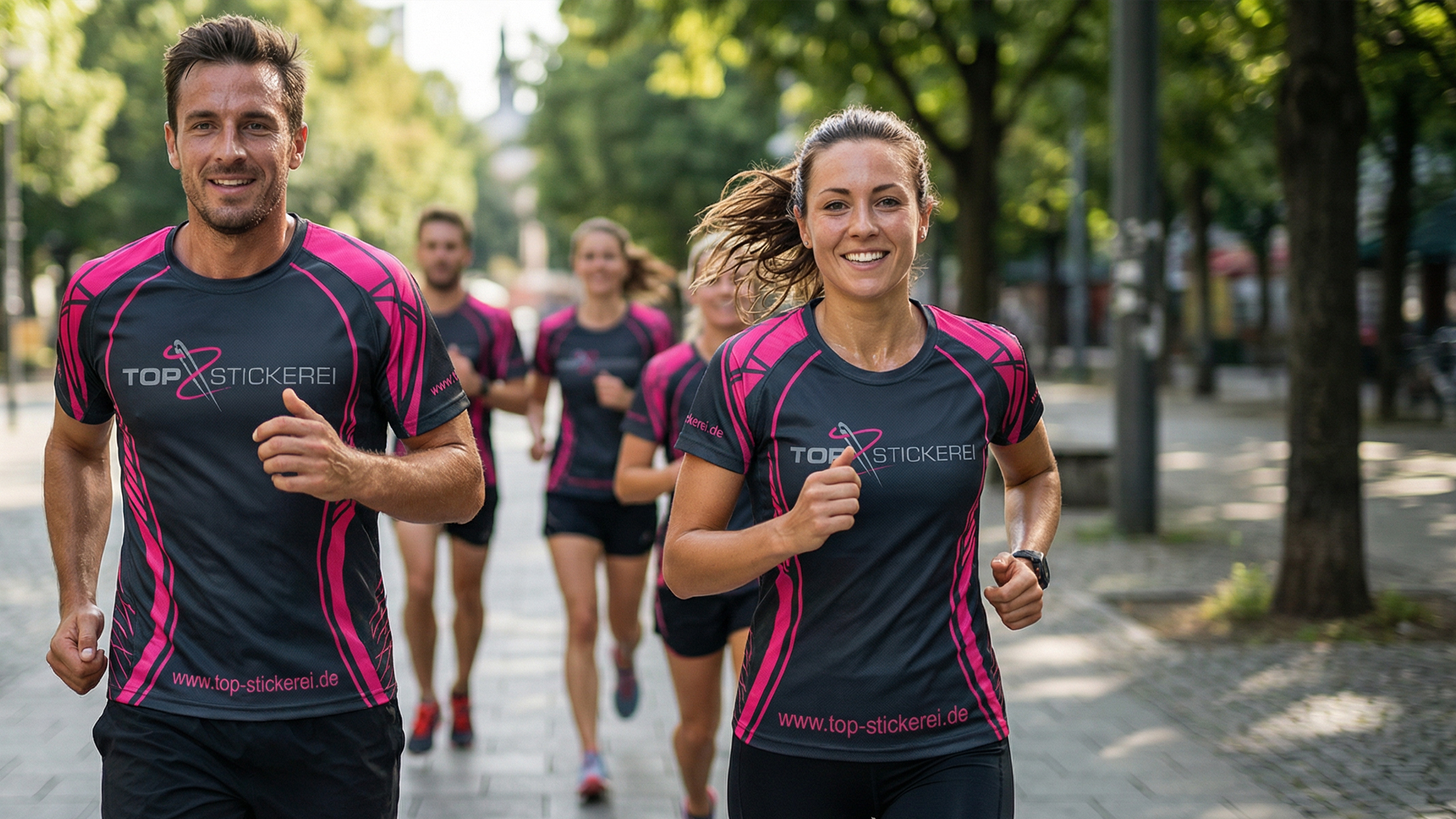 Bedruckte Lauftrikots f&uuml;r Sport und Team &ndash; Symbolbild, mit KI erstellt